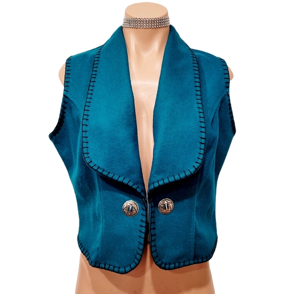 Vintage Tops - Vintage 80's Side Saddle western cowgirl ranch wool vest SMALL